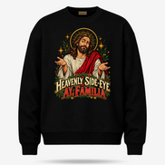 Heavenly Side Eye Navidad Sweater Black — product mockup