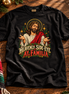 Heavenly Side Eye Navidad T Shirt Black — Flatlay creative
