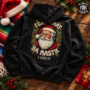 I Saw That Ya Nasty Holly Portrait Hoodie Black — Flatlay creative