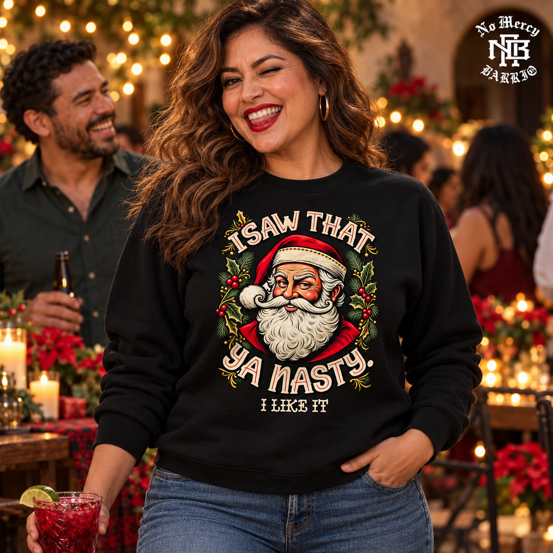 I Saw That Ya Nasty Holly Portrait Sweater Black — Lifestyle creative