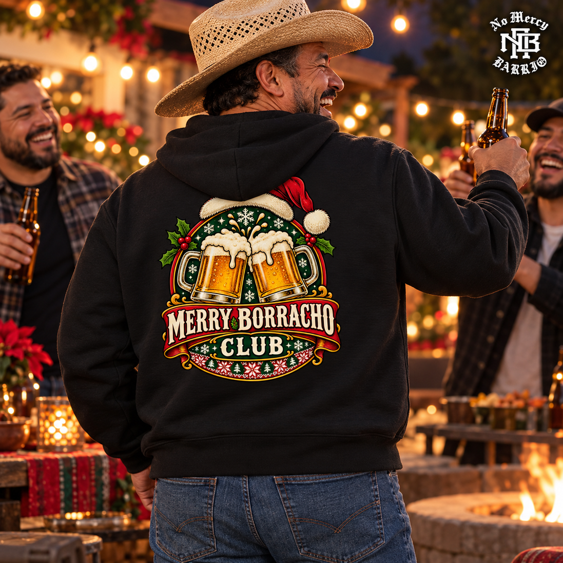Merry Borracho Club Hoodie Black — Lifestyle creative
