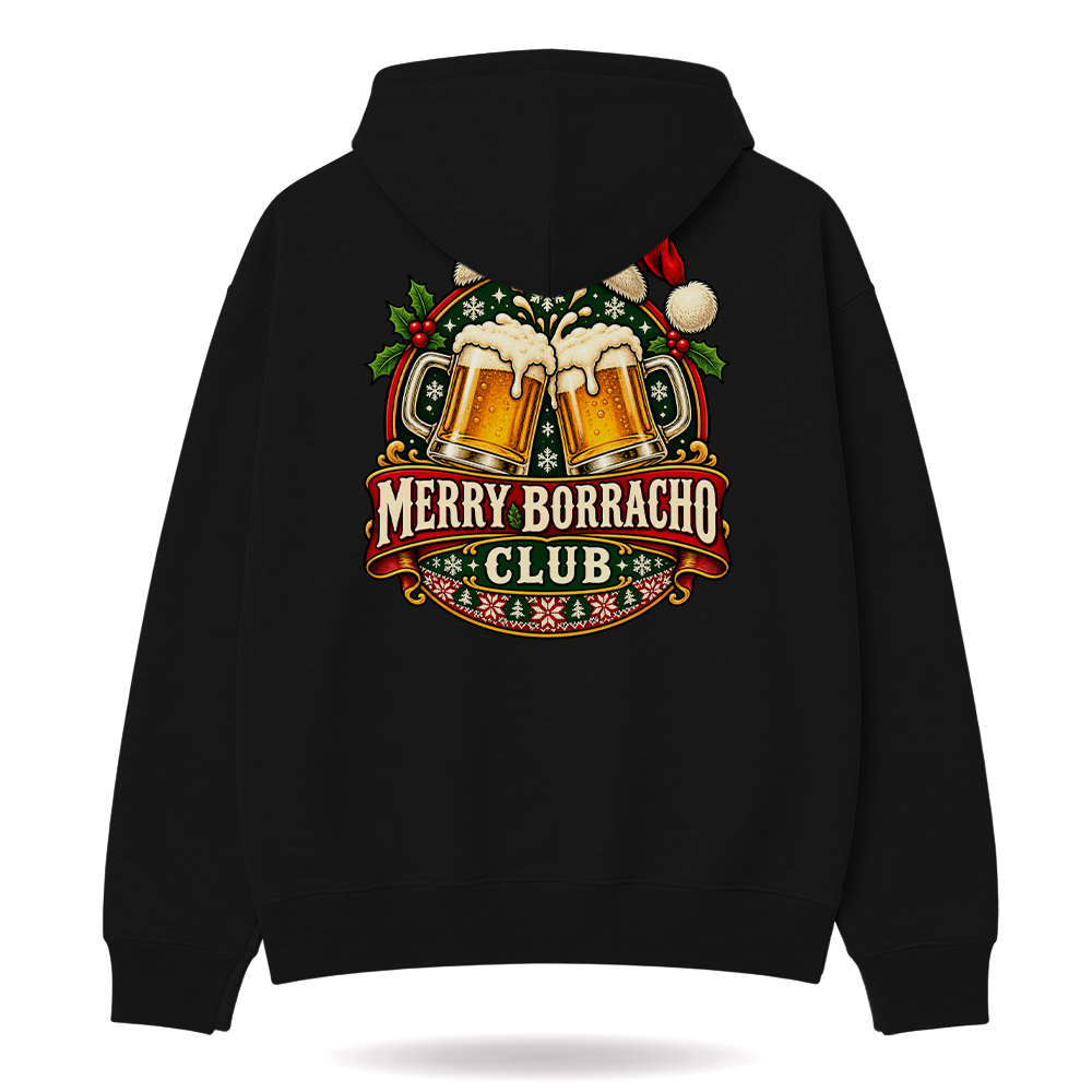 Merry Borracho Club Hoodie Black — product mockup