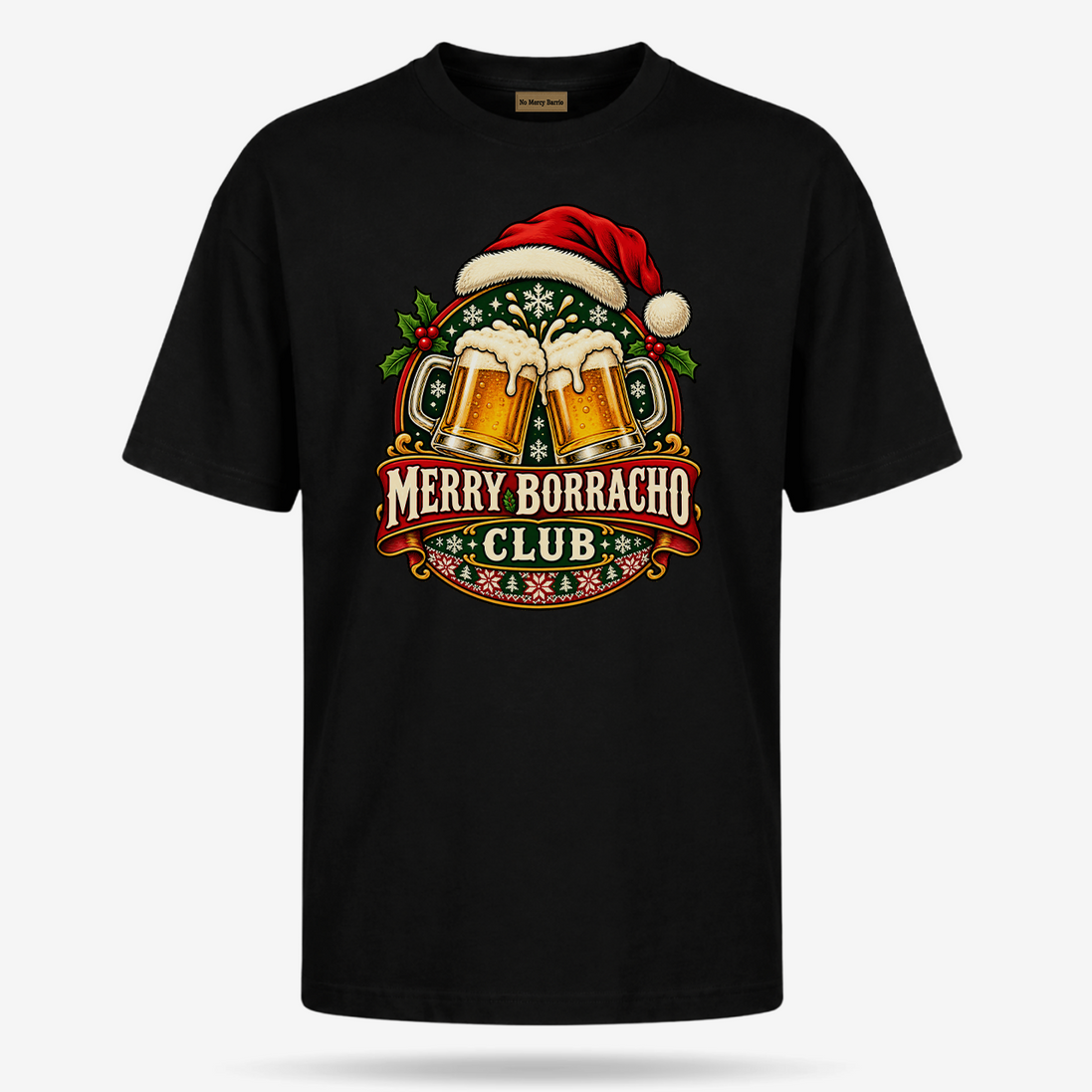 Merry Borracho Club T Shirt Black — product mockup