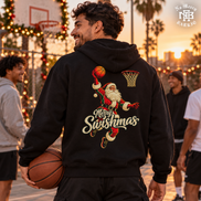 Merry Swishmas Varsity Vintage Hoodie Black — Lifestyle creative