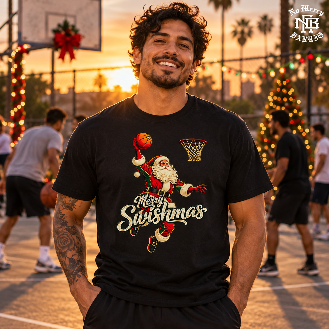 Merry Swishmas Varsity Vintage T Shirt Black — Lifestyle creative