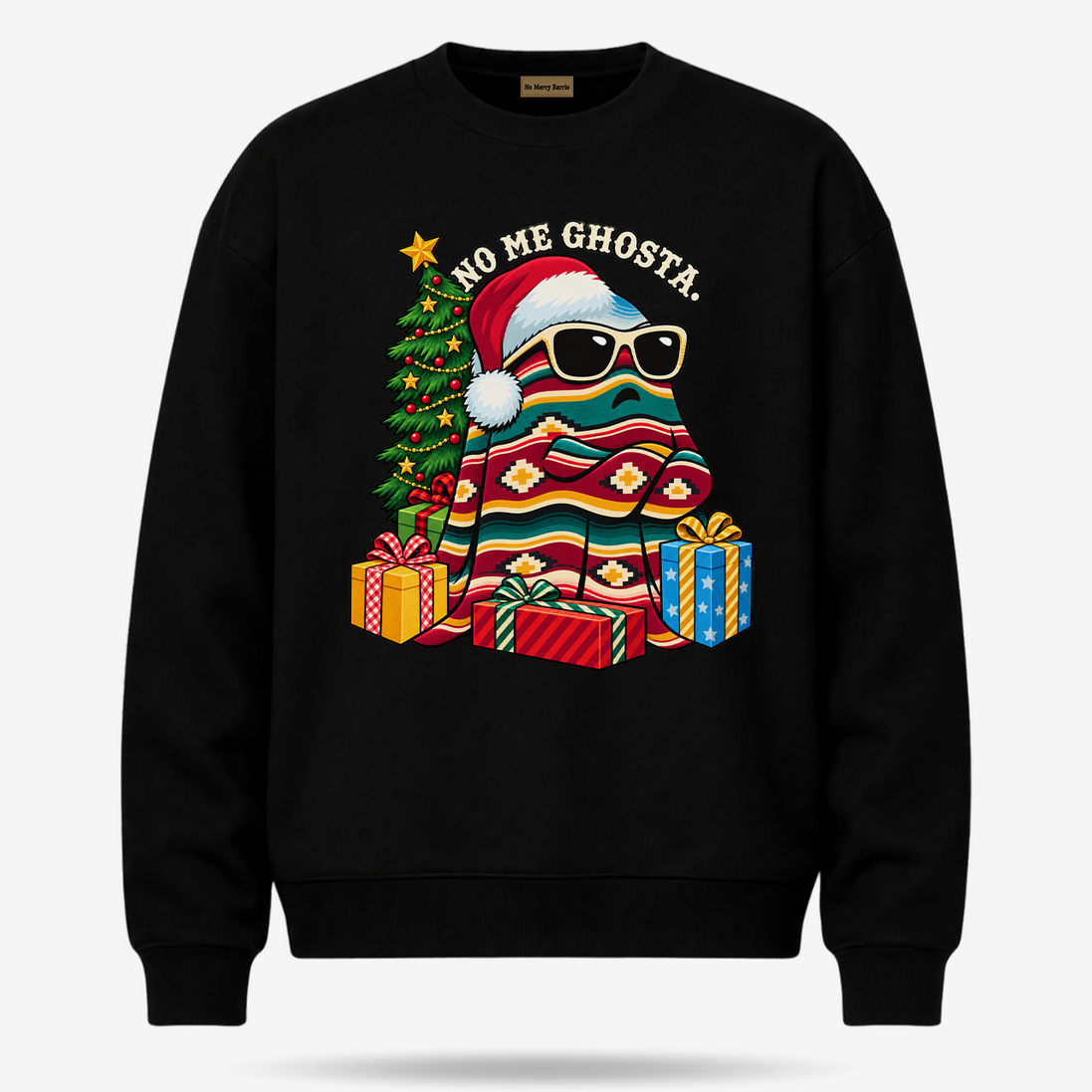 No Me Ghosta Serape Mood Sweater Black — product mockup