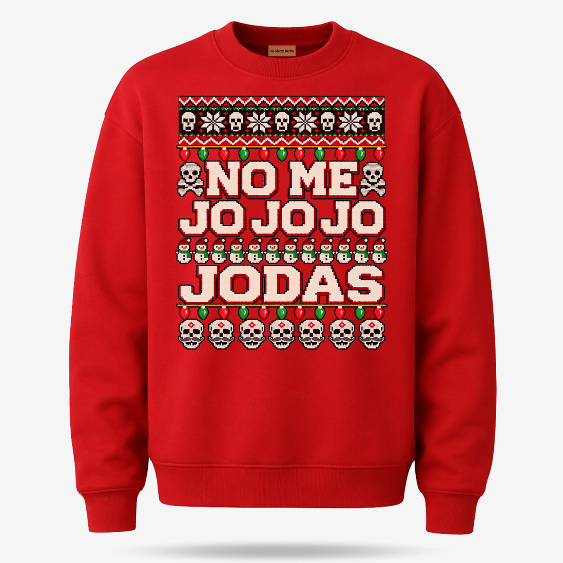 No Me Jo Jo Jo Jodas Frosty Stitch Sweater Red — product mockup