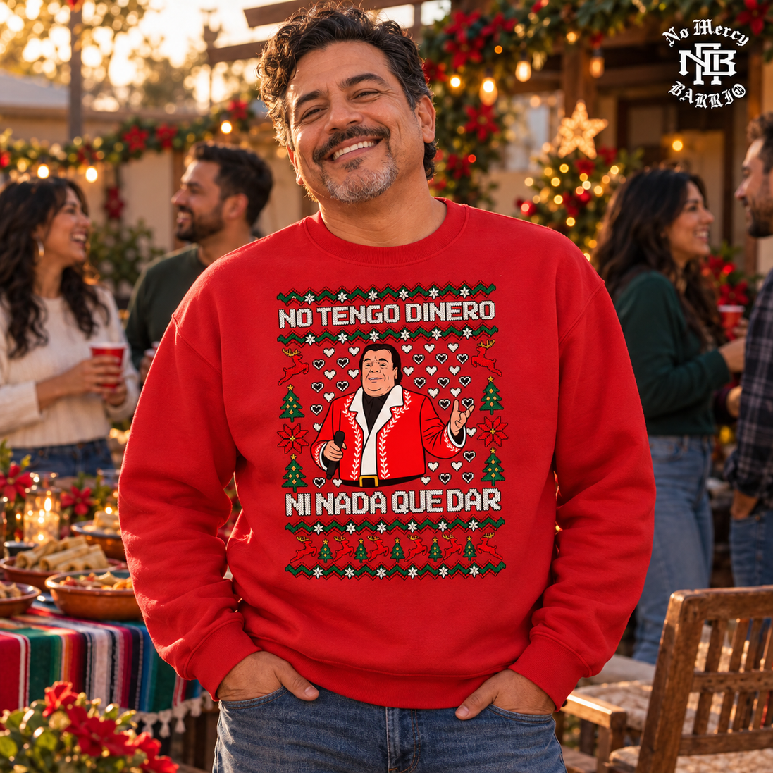 No Tengo Dinero Festive Bordado Sweater Red — Lifestyle creative