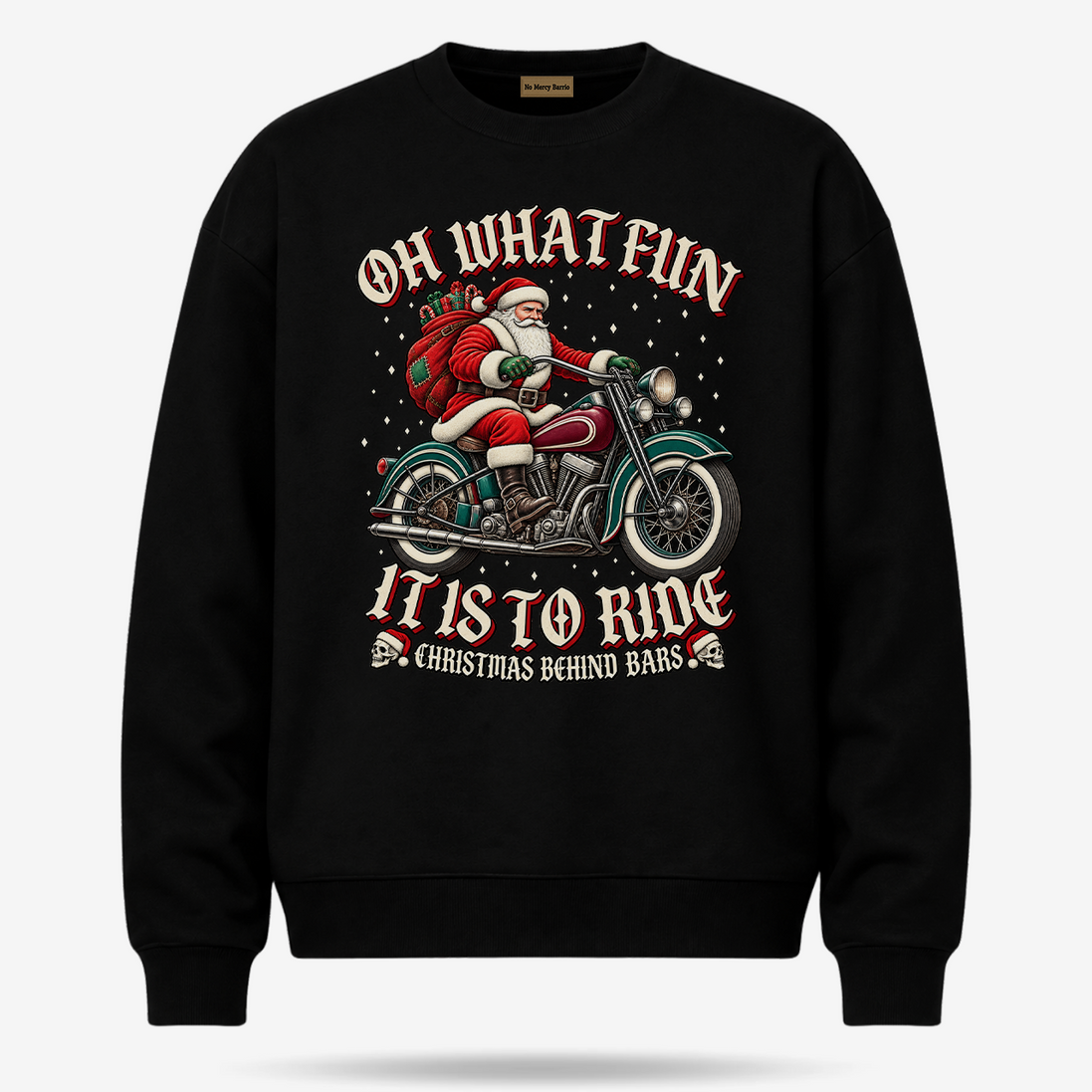 Oh What Fun Santa Heritage Ride Sweater Black — product mockup