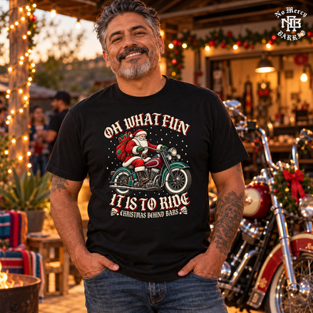 Oh What Fun Santa Heritage Ride T Shirt Black — Lifestyle creative