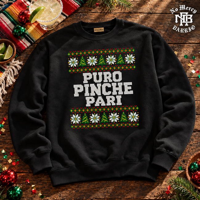 Puro Pinche Pari Fiesta Fair Isle Sweater Black — Flatlay creative