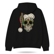 Santa Calavera Flor de Serape Hoodie Black — product mockup