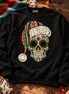Santa Calavera Flor de Serape Sweater Black — Flatlay creative