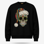 Santa Calavera Flor de Serape Sweater Black — product mockup