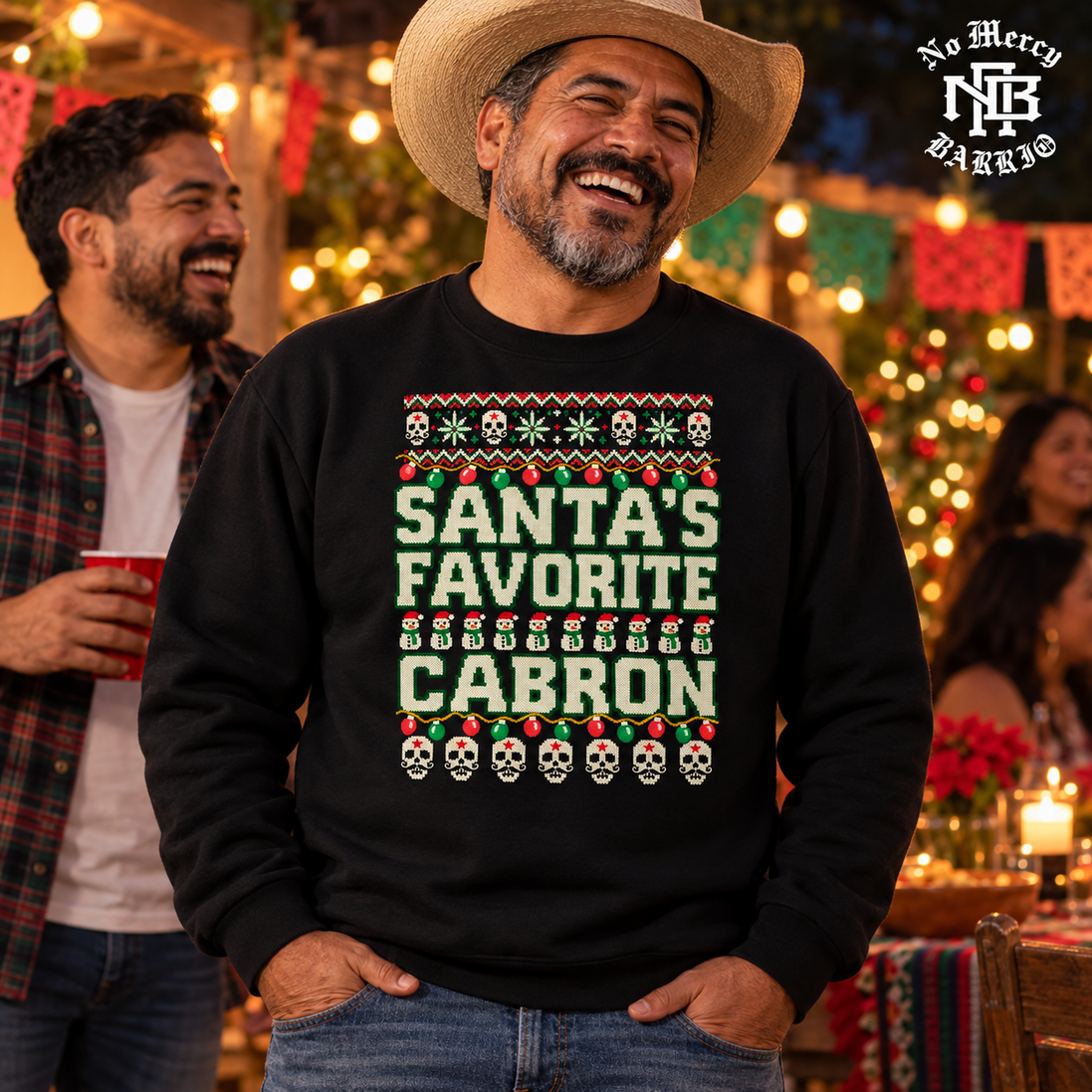 Santas Favorite Cabron Fiesta Knit Sweater Black — Lifestyle creative