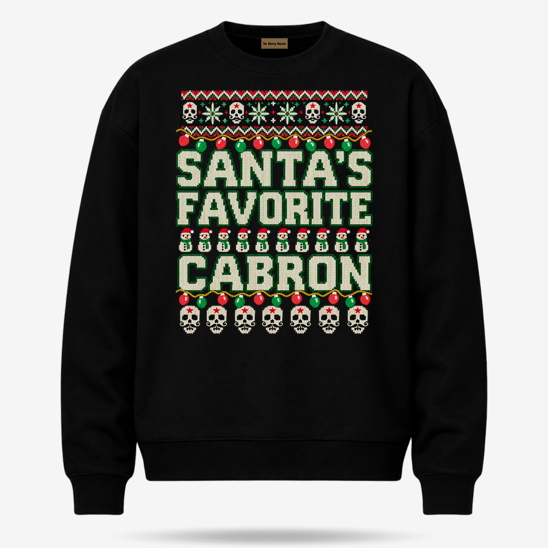 Santas Favorite Cabron Fiesta Knit Sweater Black — product mockup