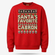 Santas Favorite Cabron Fiesta Knit Sweater Red — product mockup