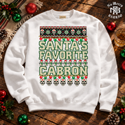 Santas Favorite Cabron Fiesta Knit Sweater White — Flatlay creative