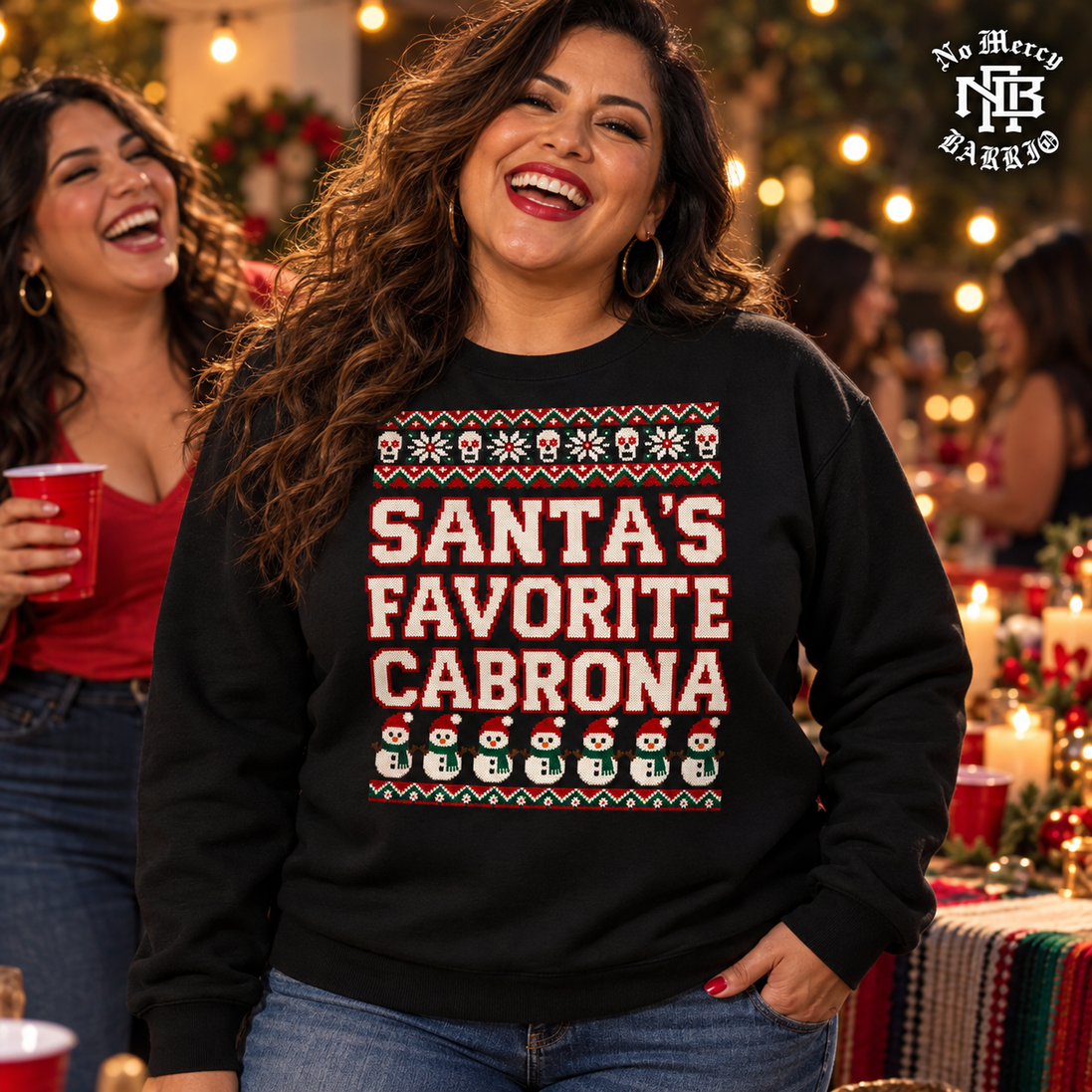 Santas Favorite Cabrona Fiesta Knit Sweater Black — Lifestyle creative