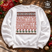 Santas Favorite Cabrona Fiesta Knit Sweater White — Flatlay creative