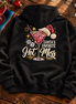 Santas Favorite Hot Mess Ruby Sparkle Hoodie Black — Flatlay creative