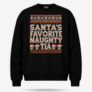 Santas Favorite Naughty Tia Besos Knit Sweater Black — product mockup