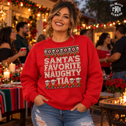 Santas Favorite Naughty Tia Besos Knit Sweater Red — Lifestyle creative