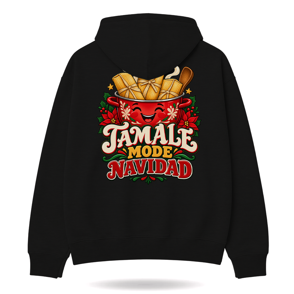 Tamale Mode Navidad Hoodie Black — product mockup